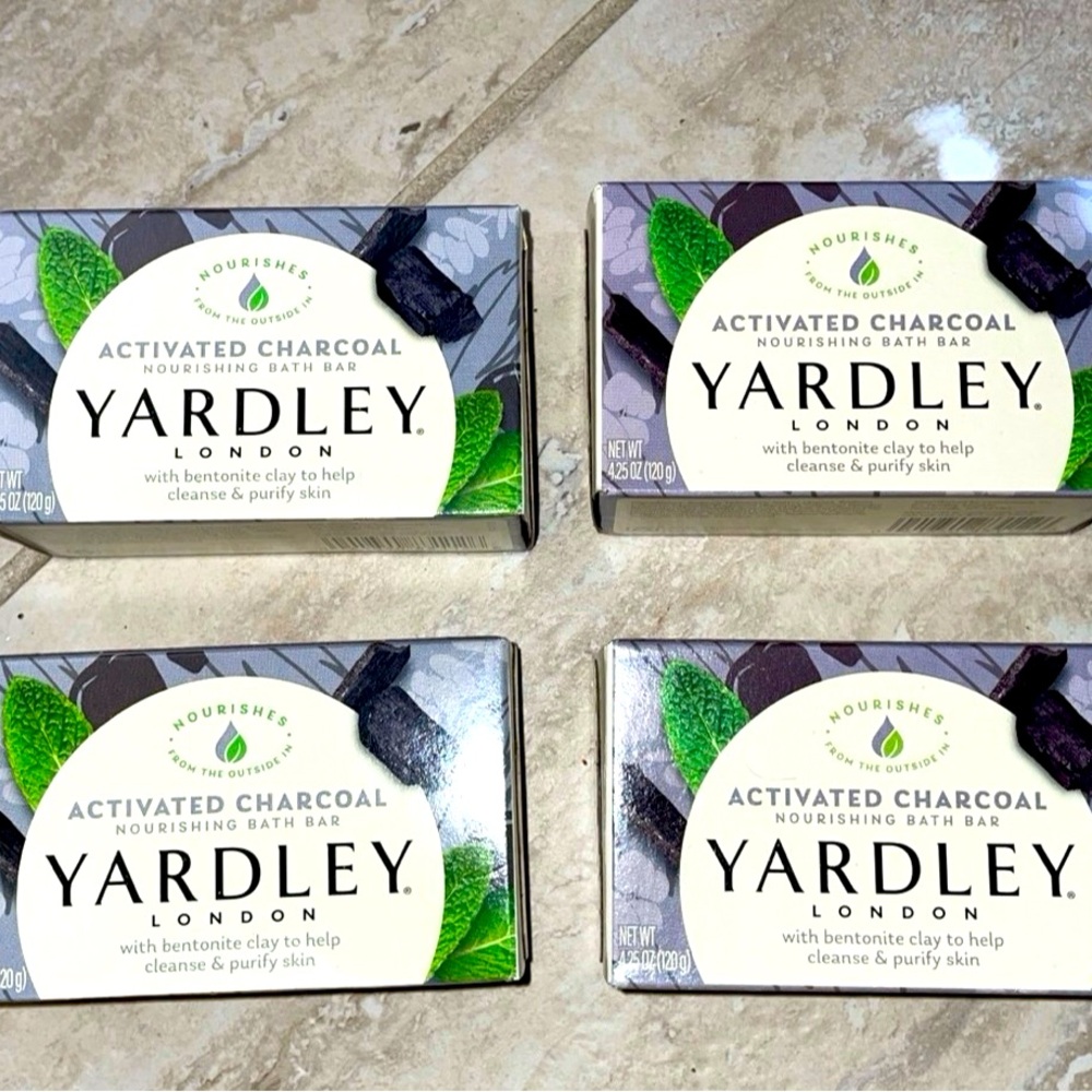 Lot of 4 Yardley London Activated Charcoal Nourishing Bath bars of Soup 4.25 oz